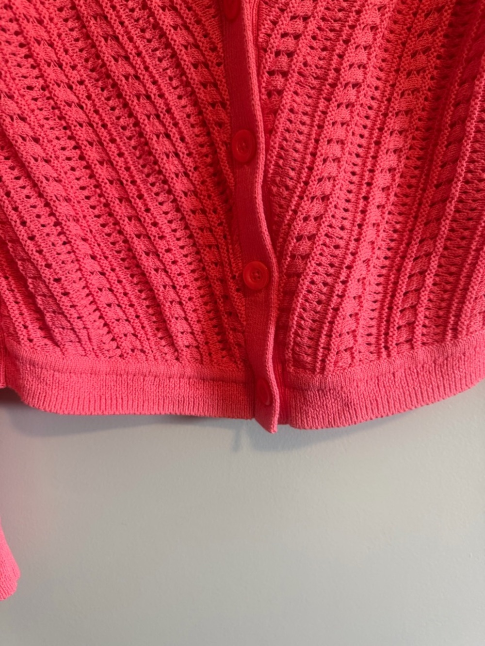 Talbots Coral Openwork Knit Button-Front Cardigan Sweater size medium - Picture 4 of 14